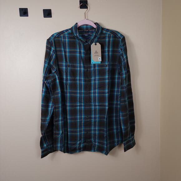 prAna Dolberg Flannel Shirt - Tall in Pumpernickel Size S - Picture 1 of 10